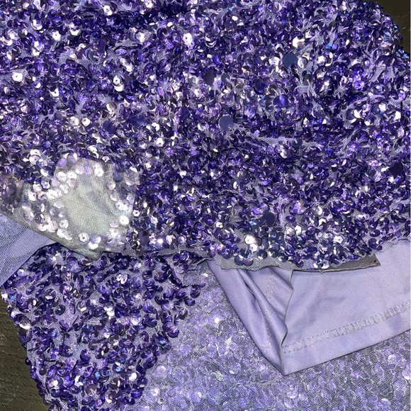 Sherri Hill 54330 Purple Sequin Asymmetrical Prom Hoco Formal Dress 2 - Picture 9 of 10